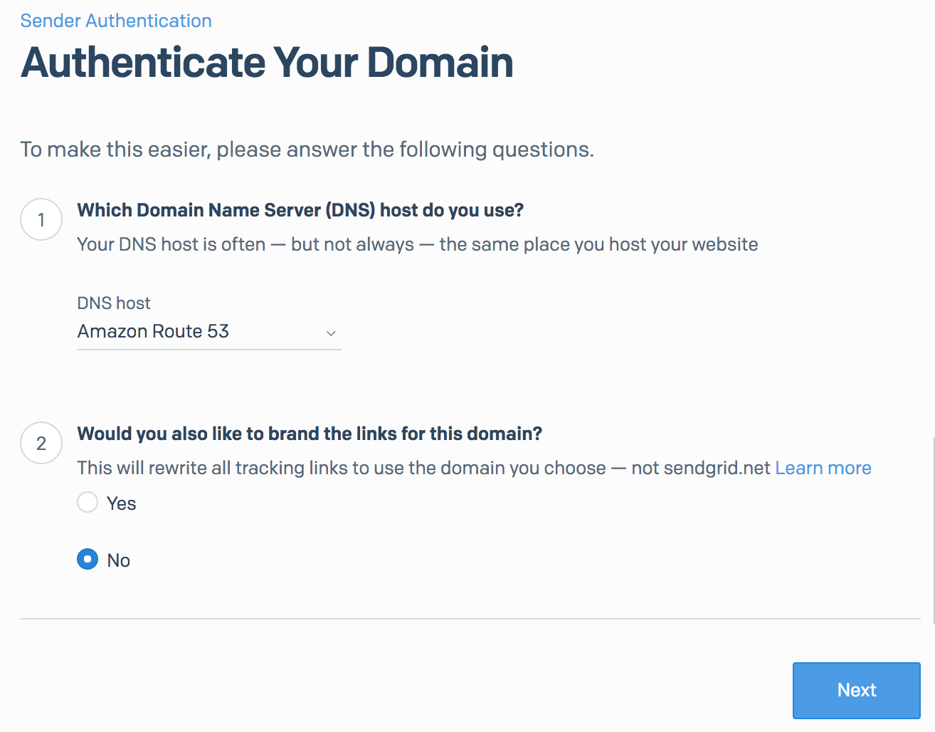 SendGrid Domain Authentication